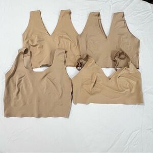 Lot of 4 True & Co True Body M Wireless Bra Plunge Scoop Nude No Pads